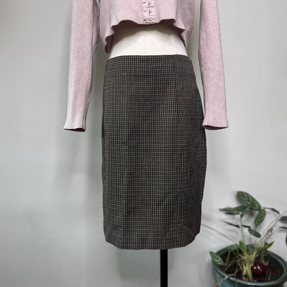 Vintage 90s Y2K Earthy Plaid A Line Mini Schoolgirl Skirt Dark Academia Grunge M